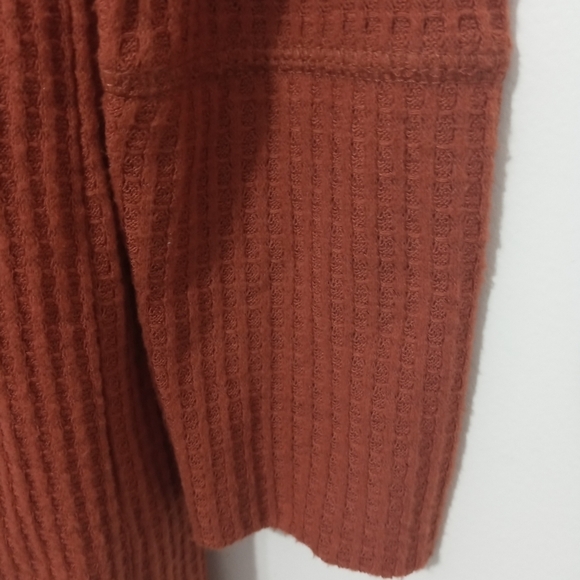 CY Fashions Burnt Orange Oversize Overlapping Long Sleeve Knit Sweater Buttons - Picture 10 of 16